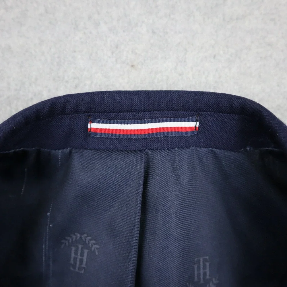 Tommy Hilfiger Wool Blazer Mens 42R Navy Blue Two Button Stretch Sport Coat